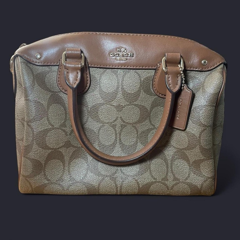 Coach Brown Signature Mini Bennett Satchel with Monogram Design